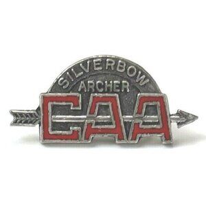 VTG Silvertone CAA Camp Archery Association Silverbow Archer Award Pin PINBACK